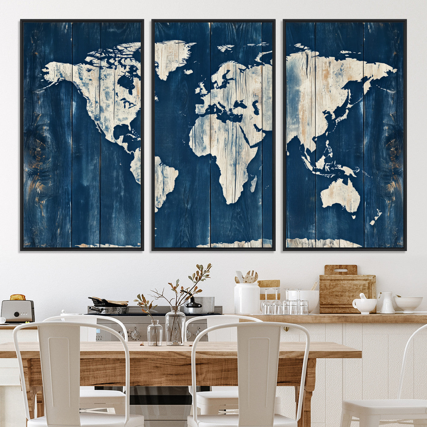 13377812-MGV-CV-36X24-World Map Wall Art Canvas Print, Rustic Map Print, Framed Wooden World Map Art Print, Large Antique Map Decor Printing Perfect for Vintage