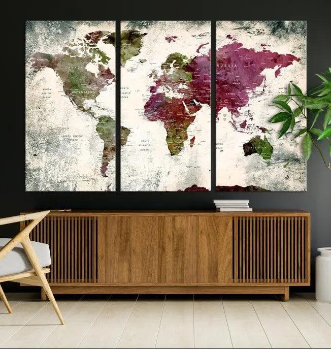 World Map Wall Art, World Map Canvas, World Map Print 