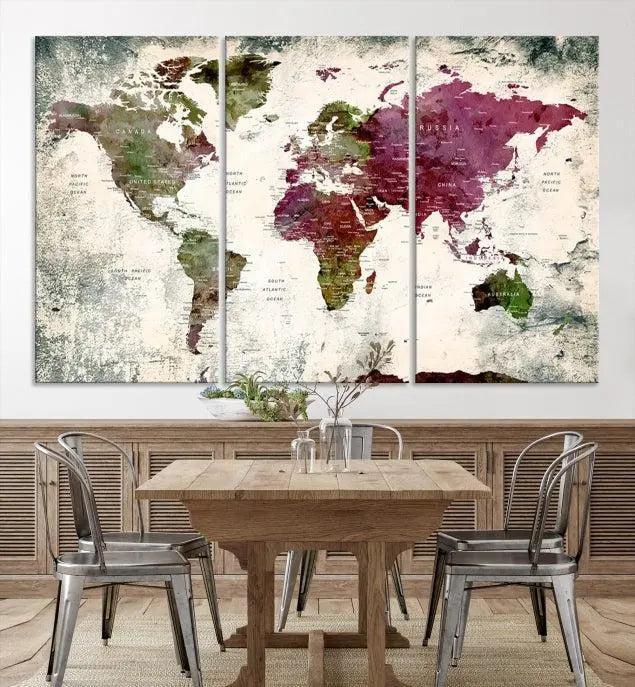 World Map Wall Art, World Map Canvas, World Map Print 