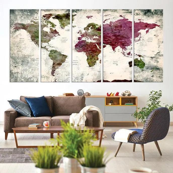 World Map Wall Art, World Map Canvas, World Map Print 