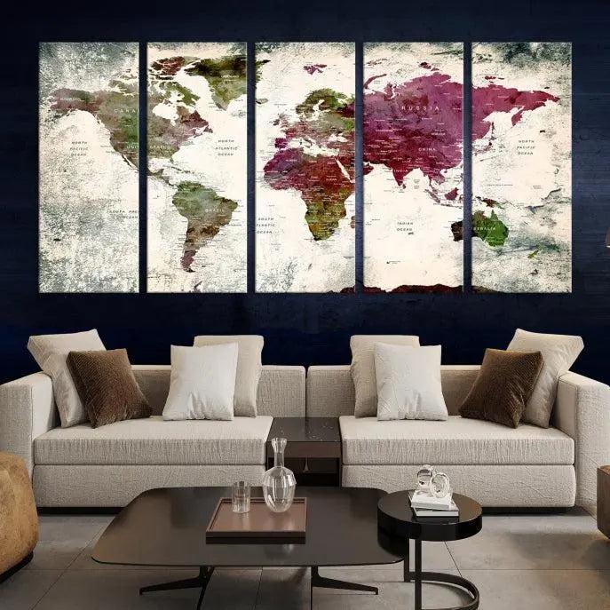 World Map Wall Art, World Map Canvas, World Map Print 