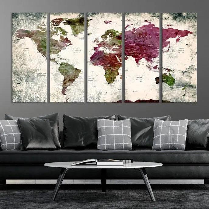 World Map Wall Art, World Map Canvas, World Map Print 