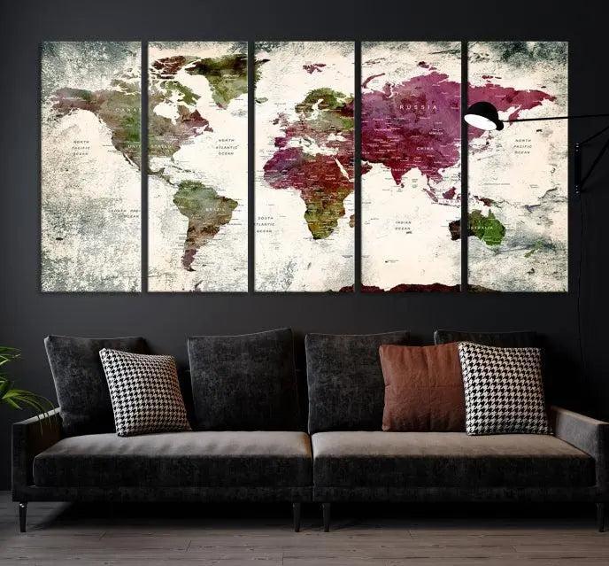 World Map Wall Art, World Map Canvas, World Map Print 