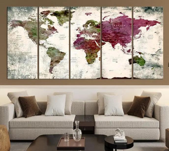 World Map Wall Art, World Map Canvas, World Map Print 