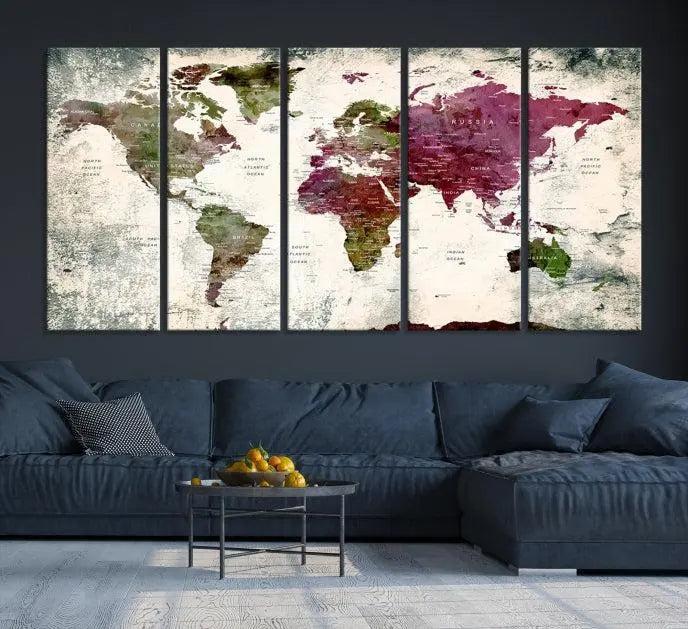 World Map Wall Art, World Map Canvas, World Map Print 