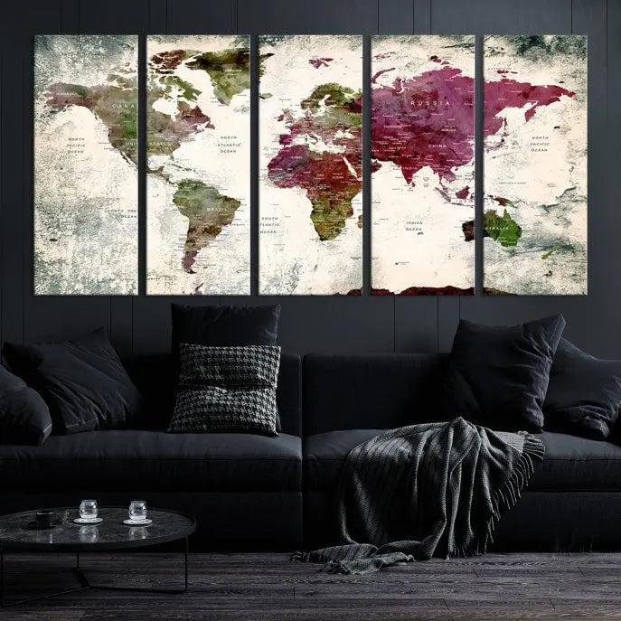 World Map Wall Art, World Map Canvas, World Map Print 