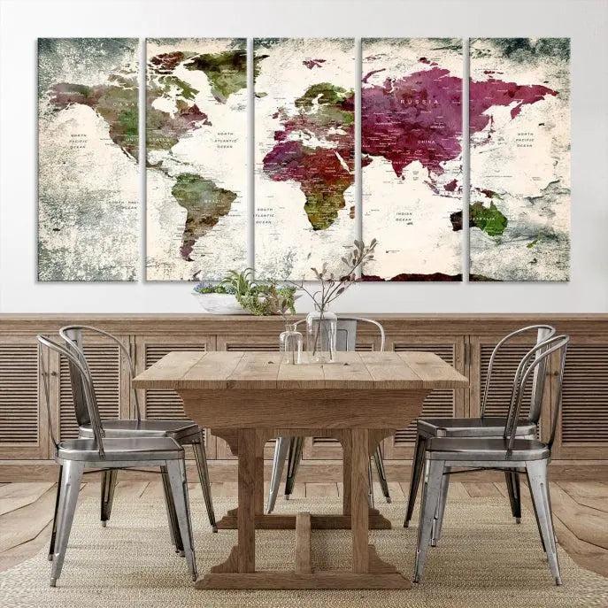 World Map Wall Art, World Map Canvas, World Map Print 