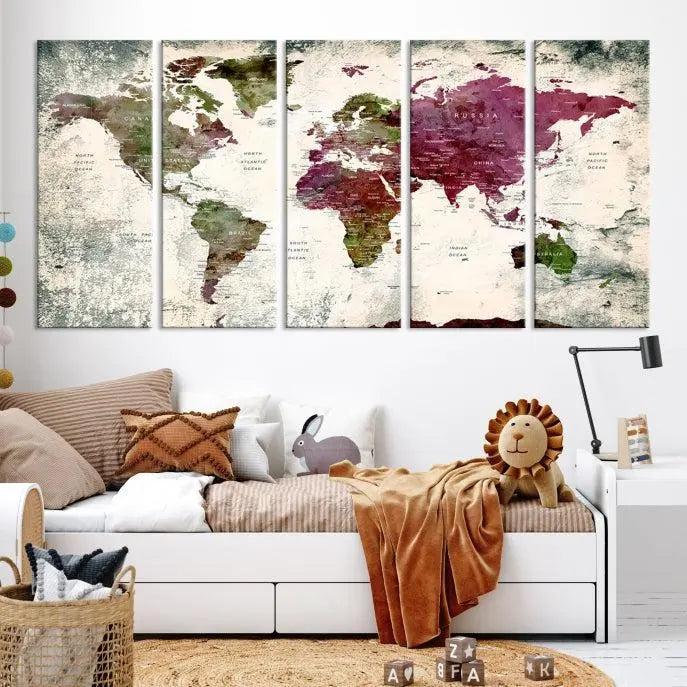 World Map Wall Art, World Map Canvas, World Map Print 