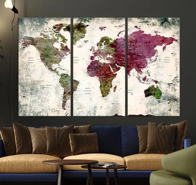 World Map Wall Art, World Map Canvas, World Map Print 
