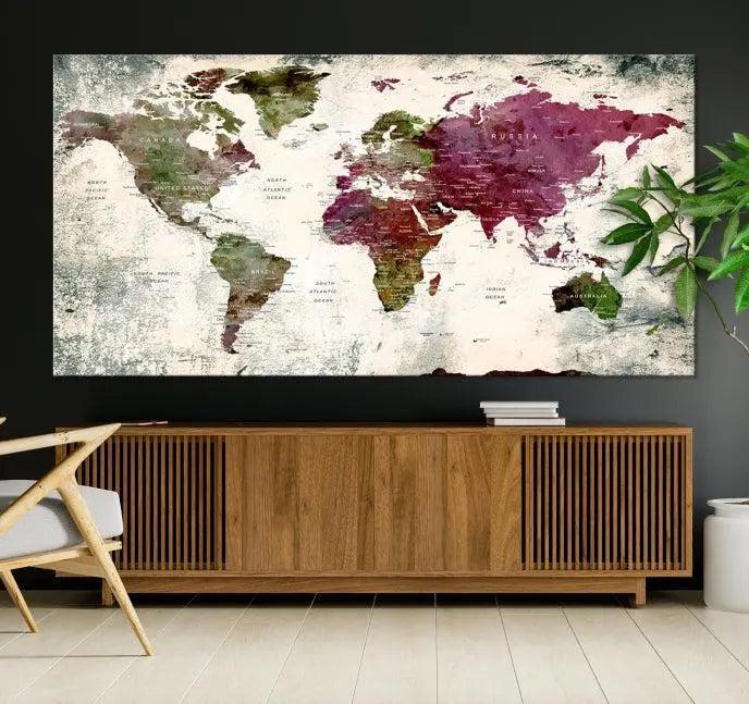 World Map Wall Art, World Map Canvas, World Map Print 