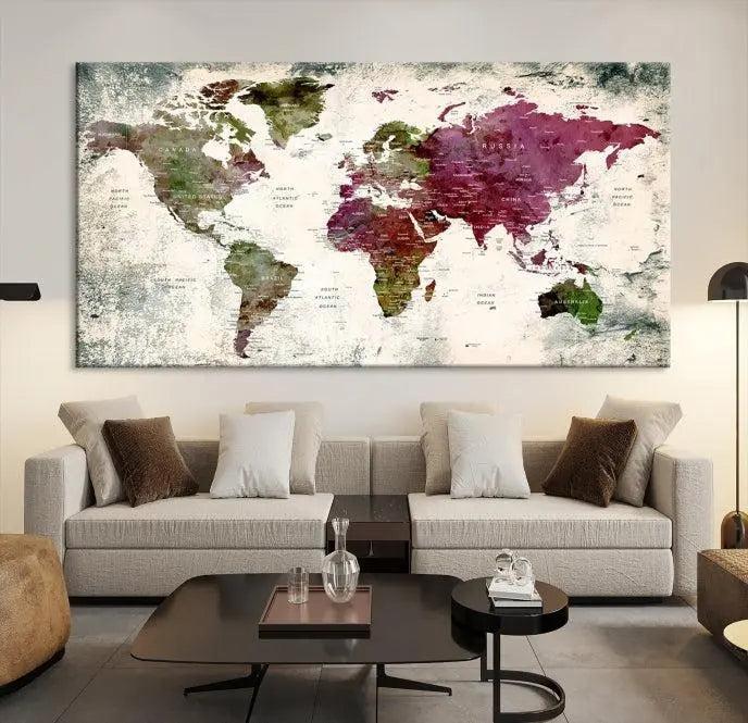 World Map Wall Art, World Map Canvas, World Map Print 