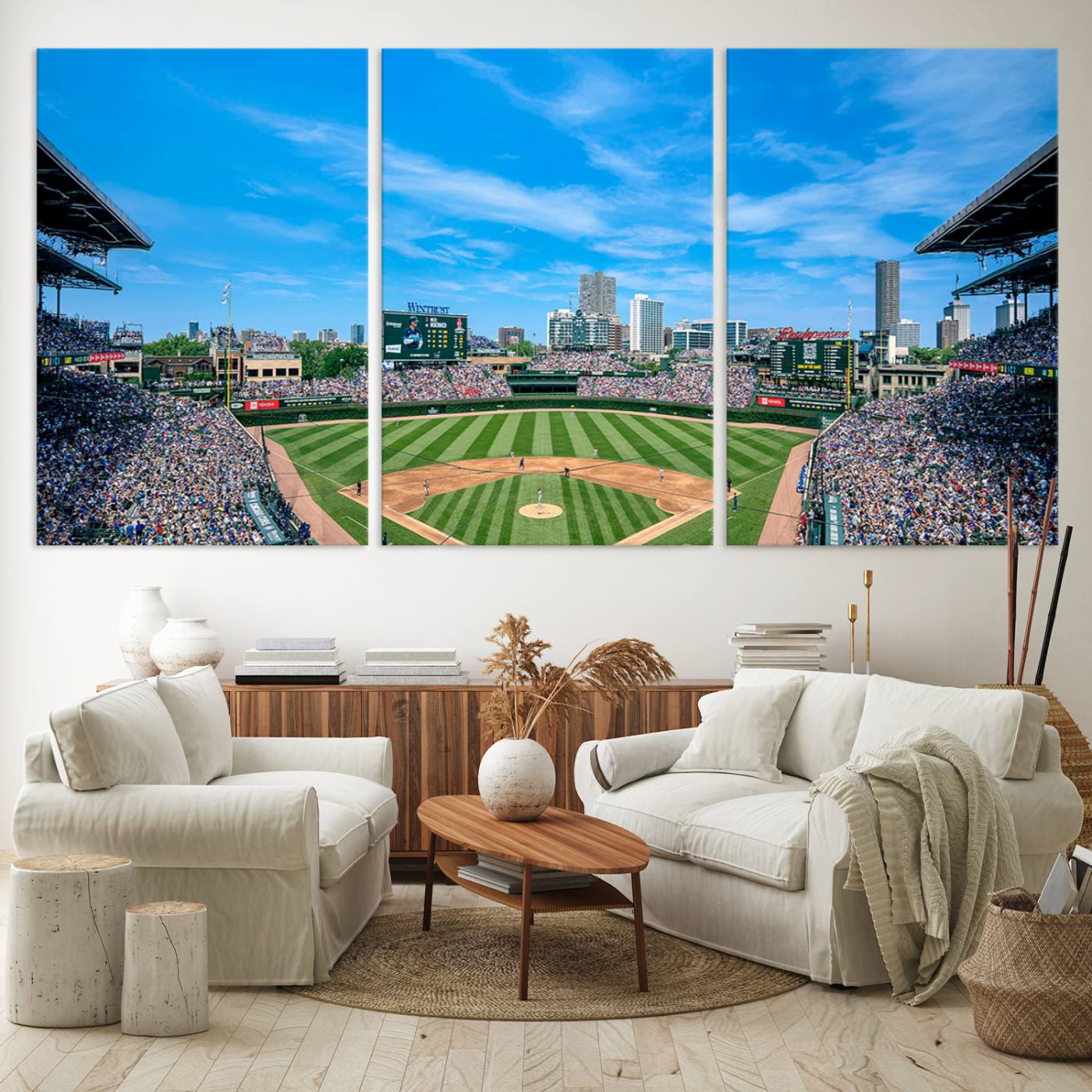 32373-MGV-CV-36X24-Wrigley Field Chicago Cubs Canvas Wall Art - Iconic Baseball Stadium Print for Sports Lovers - Ready to Hang