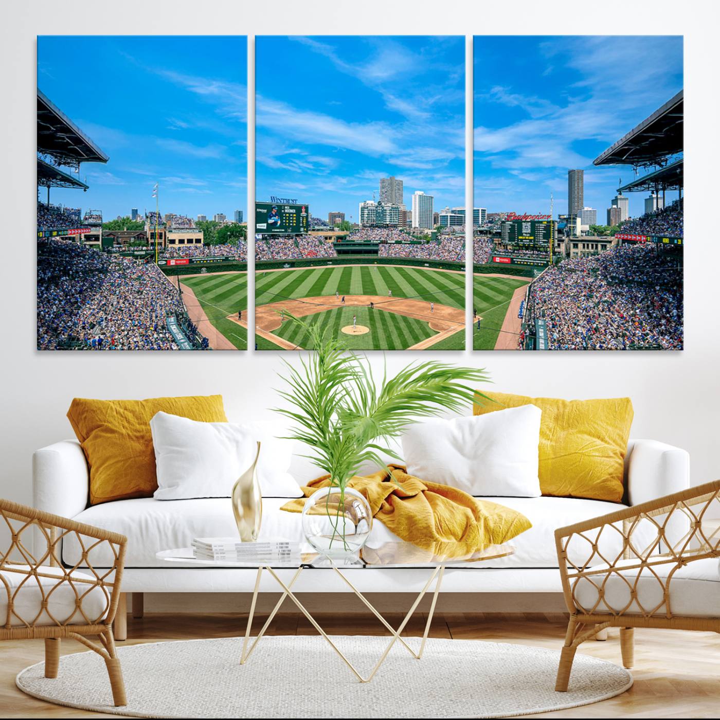 32373-MGV-CV-36X24-Wrigley Field Chicago Cubs Canvas Wall Art - Iconic Baseball Stadium Print for Sports Lovers - Ready to Hang