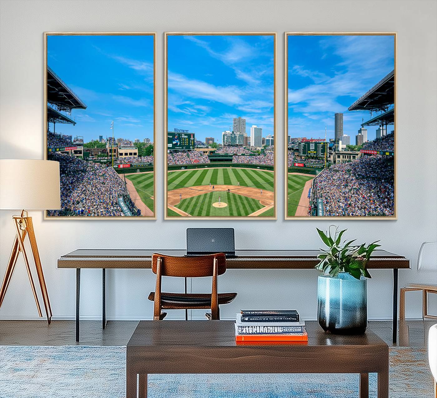 32373-MGV-CV-36X24-Wrigley Field Chicago Cubs Panoramic Art Multi Piece Canvas - Iconic Baseball Stadium Print for Sports Lovers - Ready to Hang