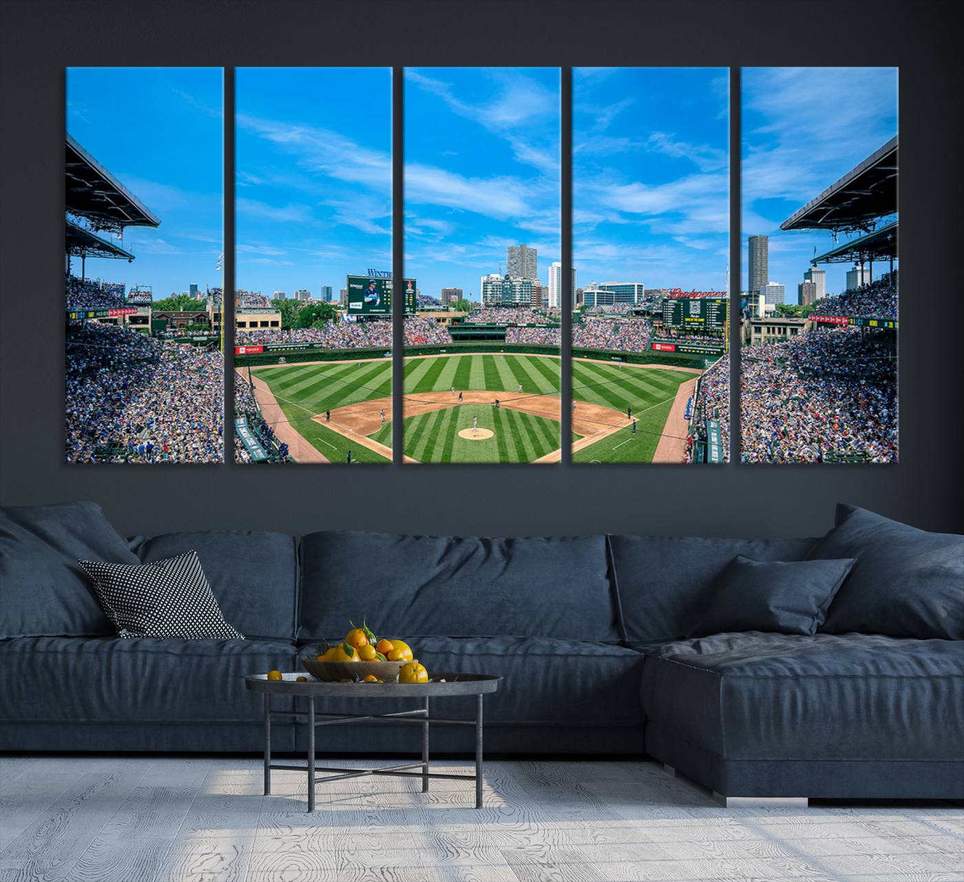32373-MGV-CV-36X24-Wrigley Field Chicago Cubs Panoramic Art Multi Piece Canvas - Iconic Baseball Stadium Print for Sports Lovers - Ready to Hang