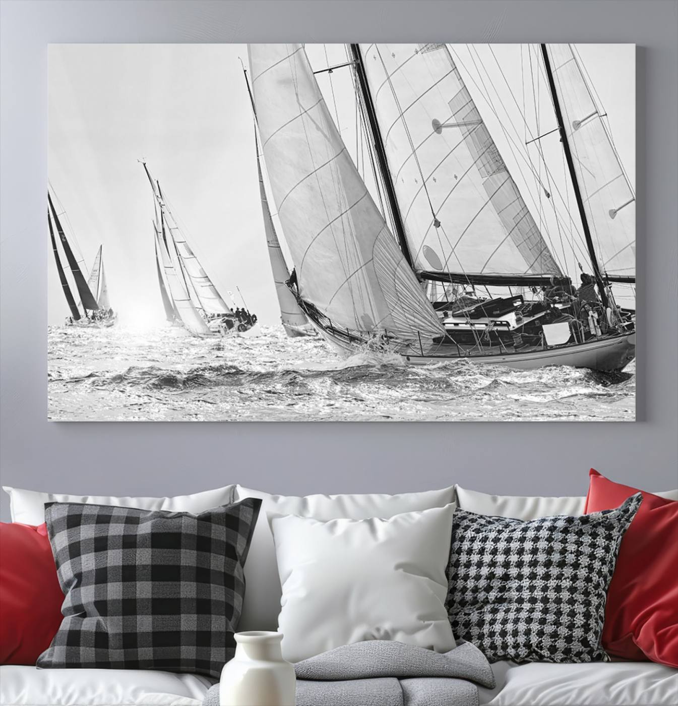 Boat-1-MGV-CV-36X24-Yacht Sailboat Regatta Canvas Wall Art Canvas Print