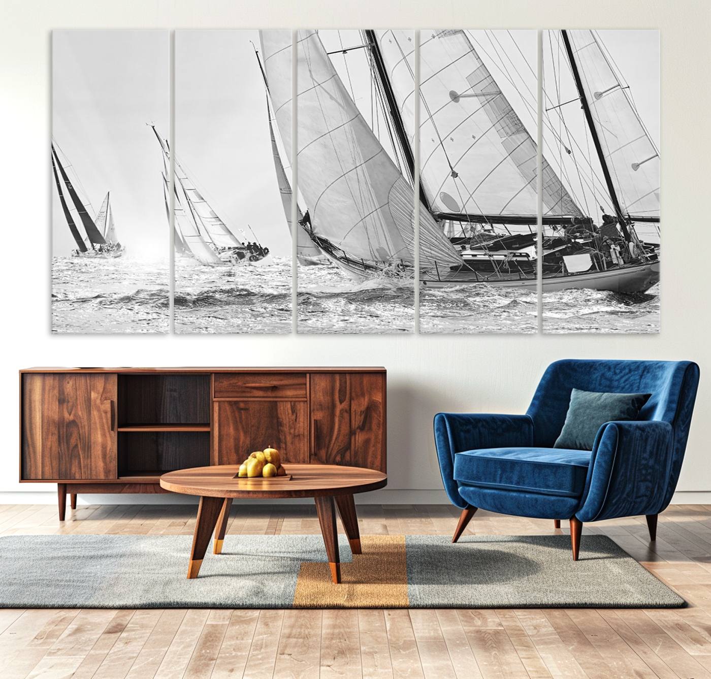 Boat-1-MGV-CV-36X24-Yacht Sailboat Regatta Canvas Wall Art Canvas Print