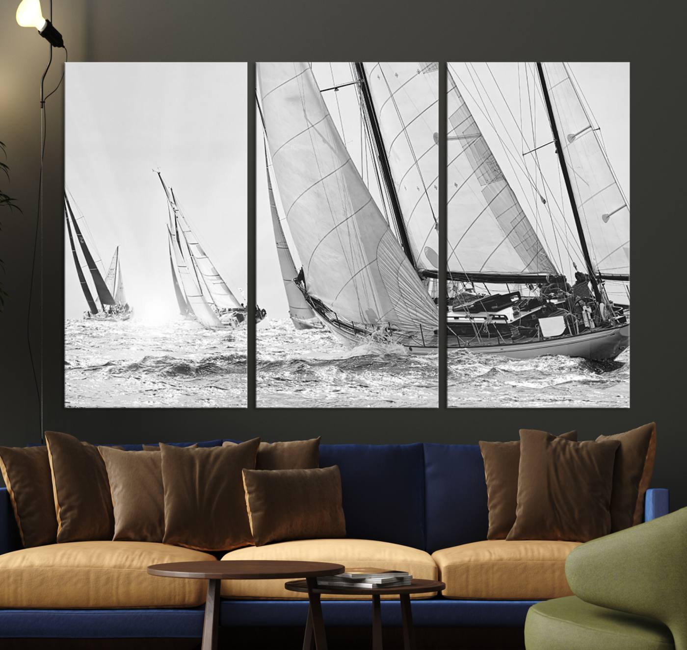 Boat-1-MGV-CV-36X24-Yacht Sailboat Regatta Canvas Wall Art Canvas Print