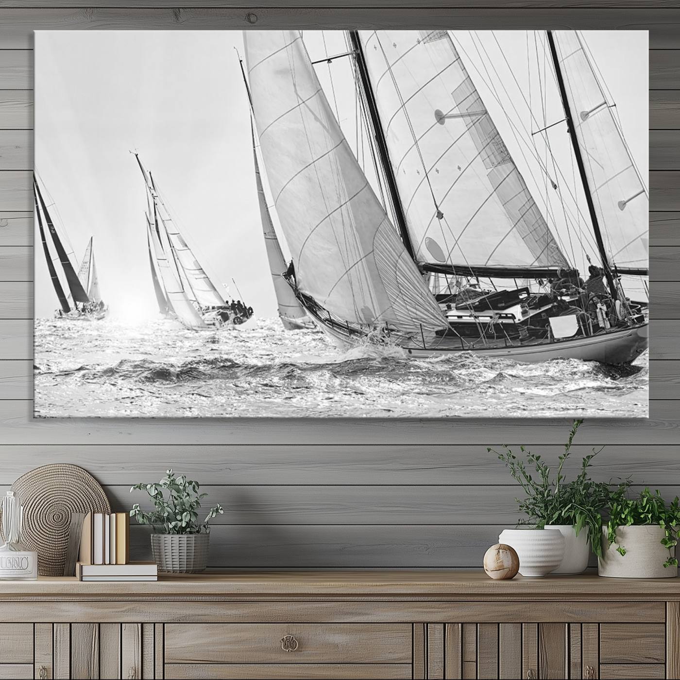 Boat-1-MGV-CV-36X24-Yacht Sailboat Regatta Canvas Wall Art Canvas Print