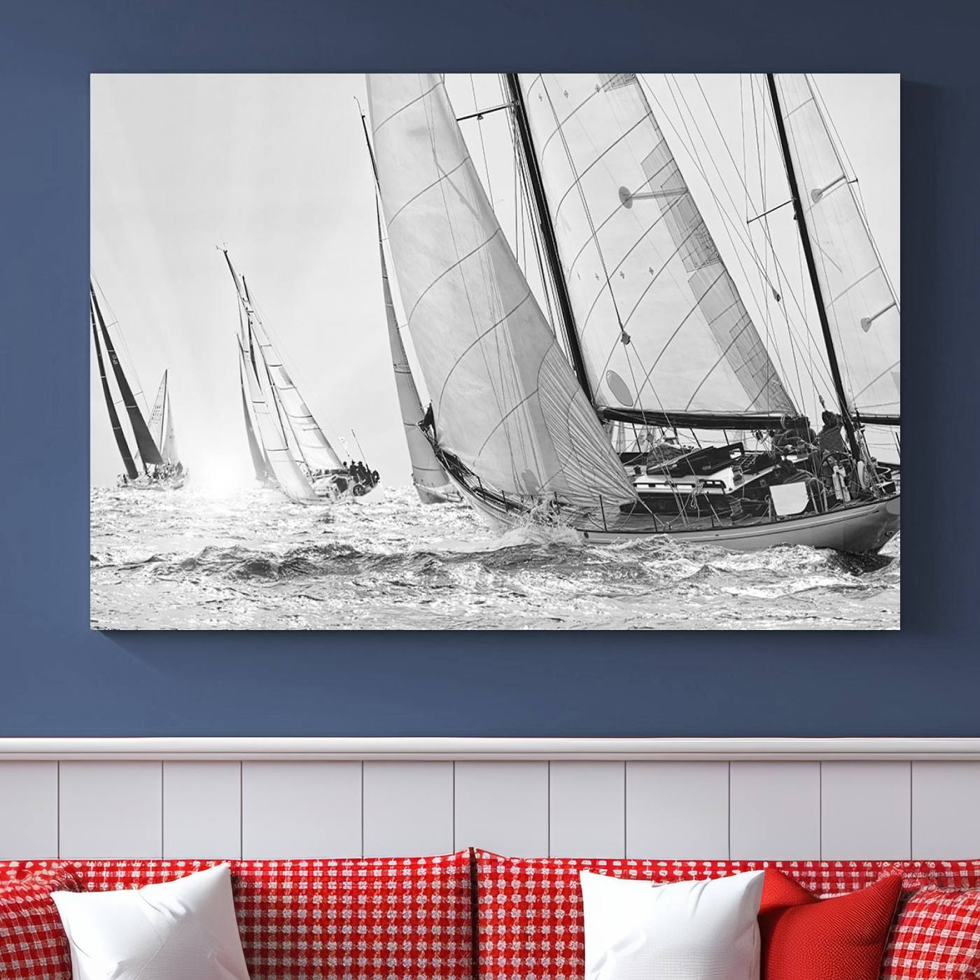 Boat-1-MGV-CV-36X24-Yacht Sailboat Regatta Canvas Wall Art Canvas Print