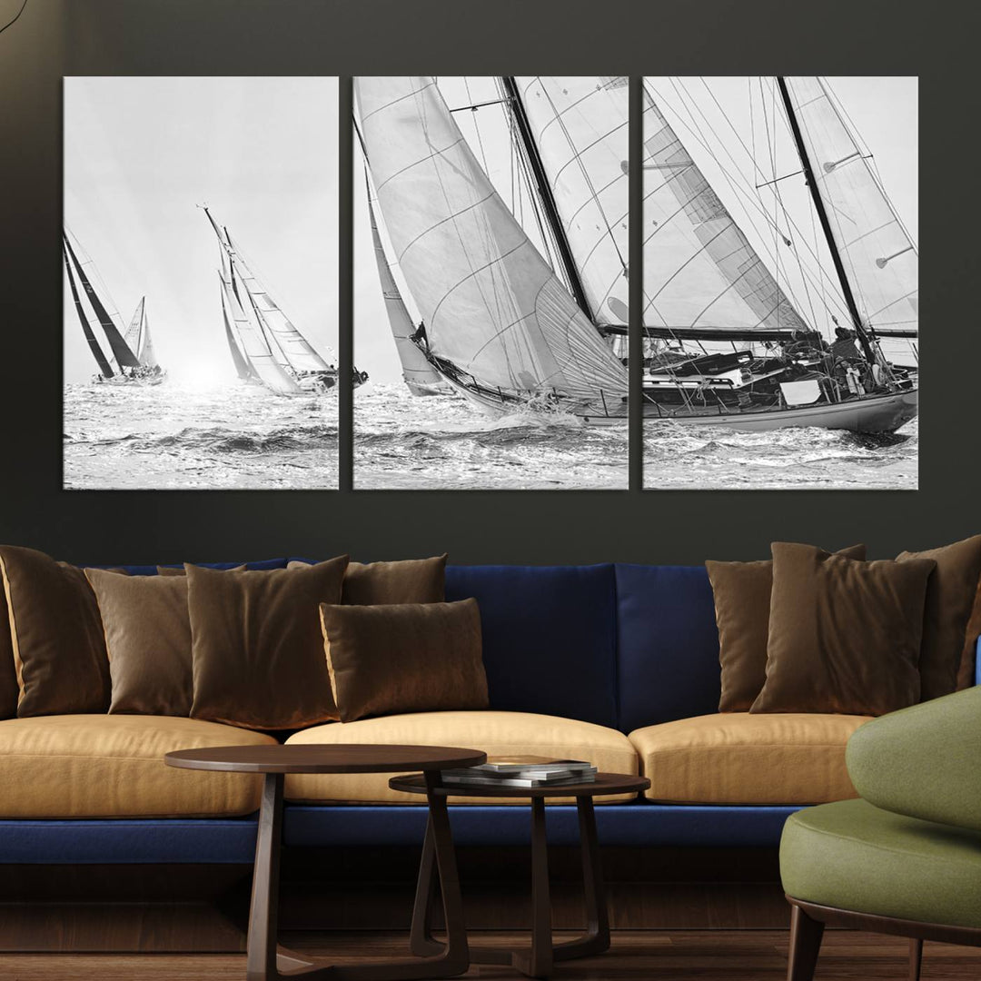Boat-1-MGV-CV-36X24-Yacht Sailboat Regatta Canvas Wall Art Canvas Print