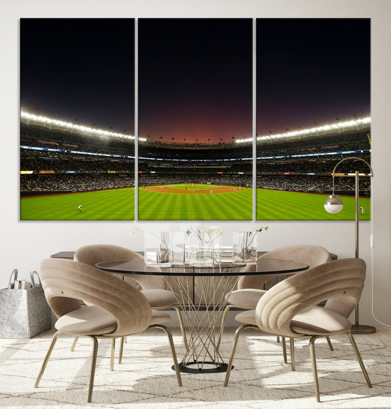 59138-MGV-CV-36X24-Yankee Stadium Night Game Triple Canvas, Yankee Stadium Canvas Wall Art - New York Yankees MLB Match