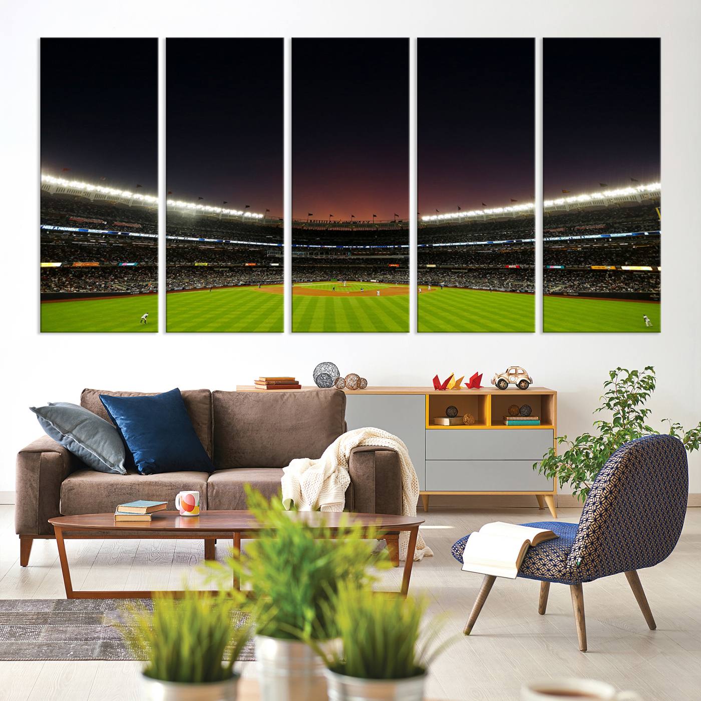 59138-MGV-CV-36X24-Yankee Stadium Night Game Triple Canvas, Yankee Stadium Canvas Wall Art - New York Yankees MLB Match