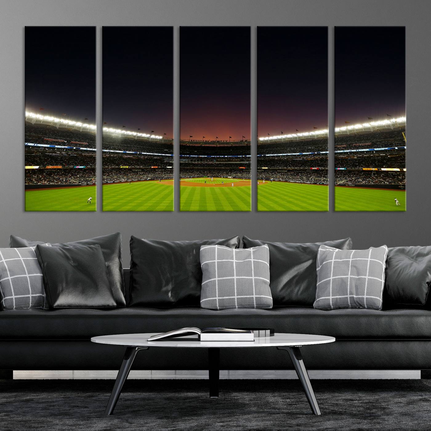 59138-MGV-CV-36X24-Yankee Stadium Night Game Triple Canvas, Yankee Stadium Canvas Wall Art - New York Yankees MLB Match