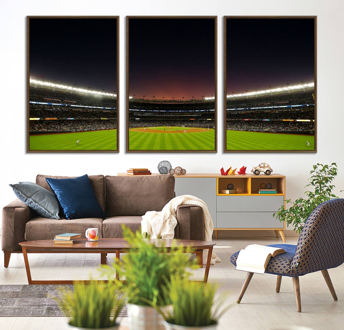 59138-MGV-CV-36X24-Yankee Stadium Night Game Triple Canvas, Yankee Stadium Canvas Wall Art - New York Yankees MLB Match