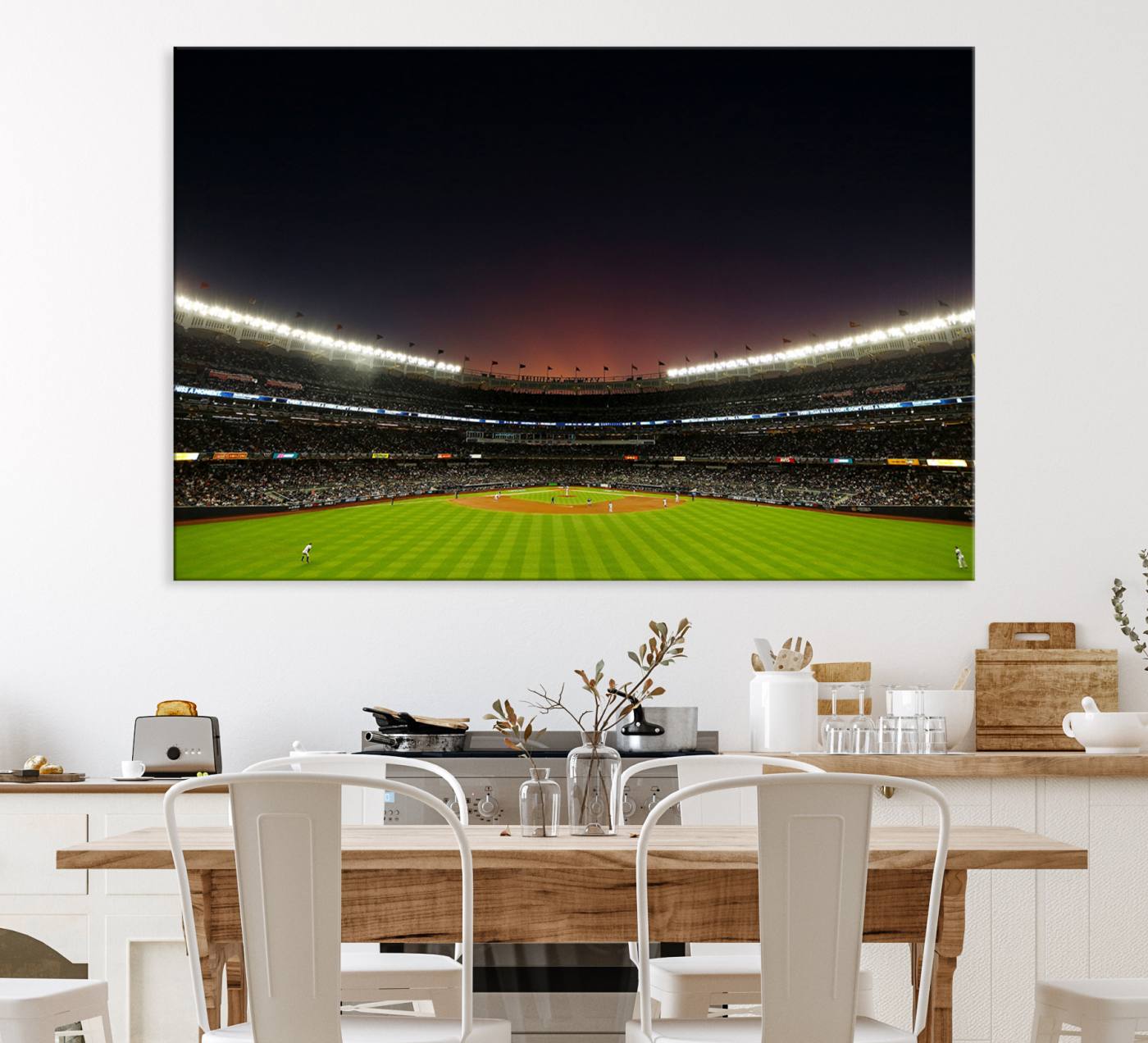 59138-MGV-CV-36X24-Yankee Stadium Night Game Triple Canvas, Yankee Stadium Canvas Wall Art - New York Yankees MLB Match