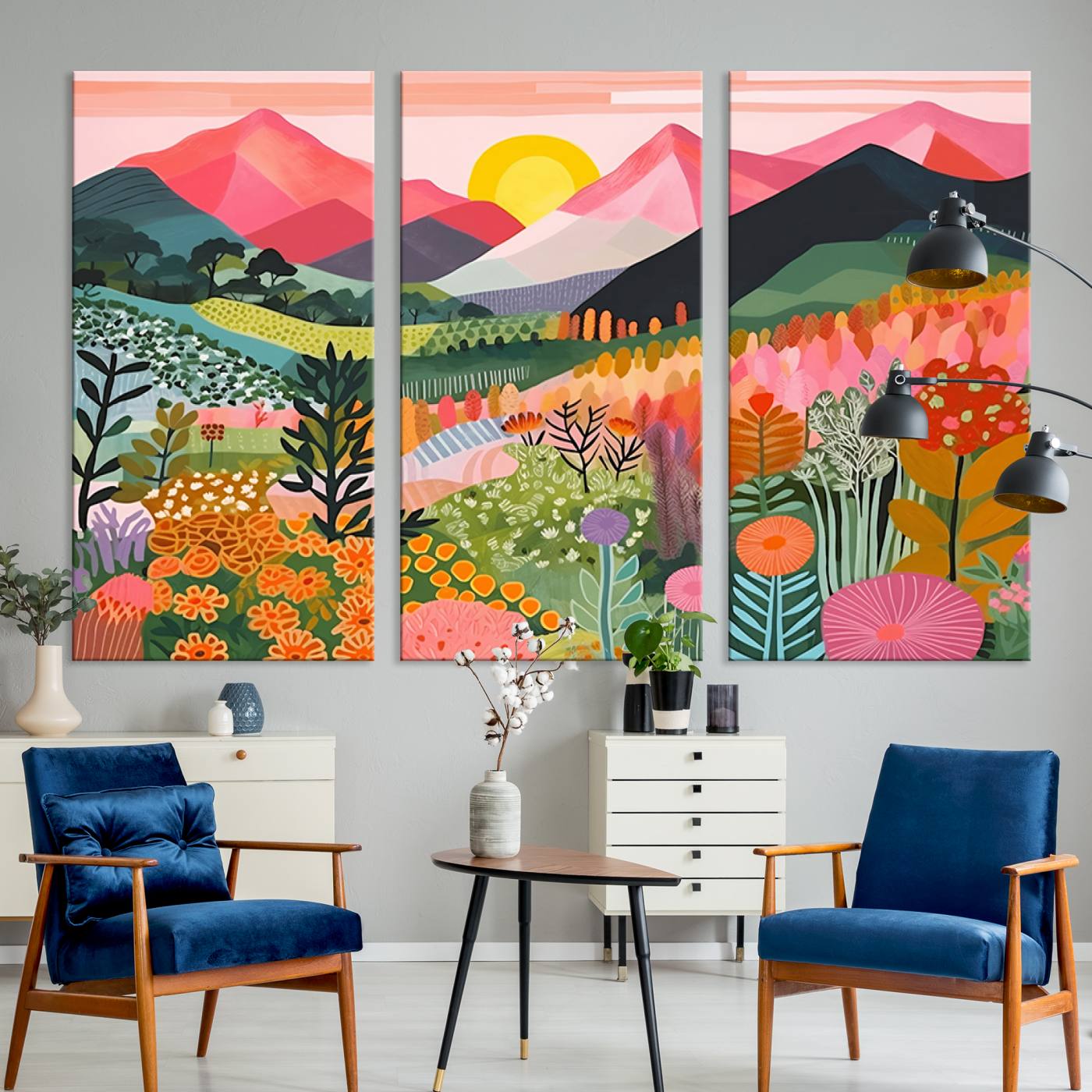 36236-MGV-CV-36X24-Yayoi Kusama 1986 Wall Art Print – Yayoi Kusama Wabi Sabi Japanese Wall Art Print - Vibrant Abstract Landscape Canvas – Ready-to-Hang Print