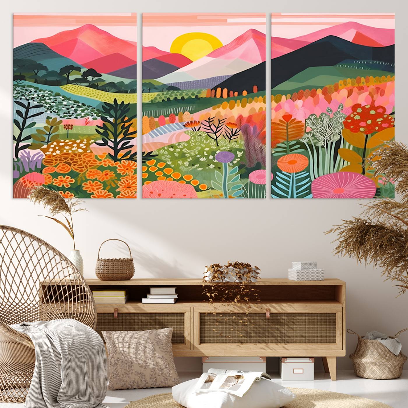 36236-MGV-CV-36X24-Yayoi Kusama 1986 Wall Art Print – Yayoi Kusama Wabi Sabi Japanese Wall Art Print - Vibrant Abstract Landscape Canvas – Ready-to-Hang Print