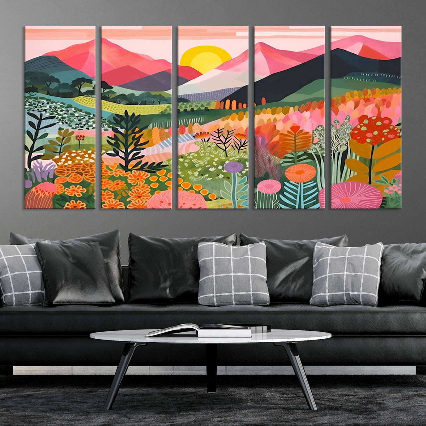 36236-MGV-CV-36X24-Yayoi Kusama 1986 Wall Art Print – Yayoi Kusama Wabi Sabi Japanese Wall Art Print - Vibrant Abstract Landscape Canvas – Ready-to-Hang Print