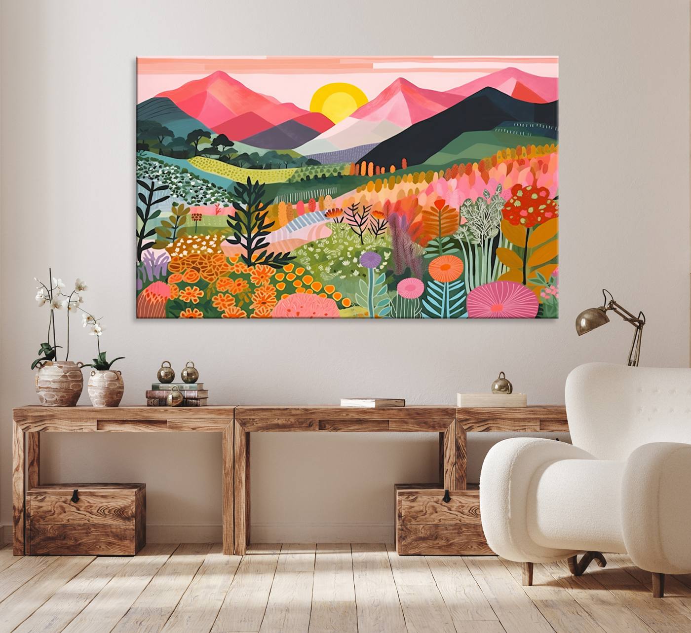 36236-MGV-CV-36X24-Yayoi Kusama 1986 Wall Art Print – Yayoi Kusama Wabi Sabi Japanese Wall Art Print - Vibrant Abstract Landscape Canvas – Ready-to-Hang Print