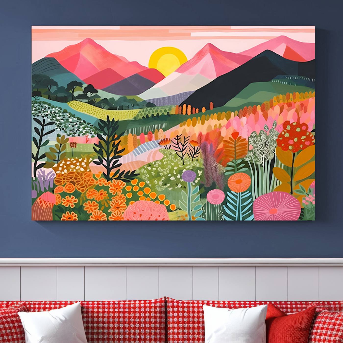 36236-MGV-CV-36X24-Yayoi Kusama 1986 Wall Art Print – Yayoi Kusama Wabi Sabi Japanese Wall Art Print - Vibrant Abstract Landscape Canvas – Ready-to-Hang Print