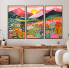 36236-MGV-FC-48X32-3P_Walnut-Yayoi Kusama 1986 Wall Art Print – Yayoi Kusama Wabi Sabi Japanese Wall Art Print - Vibrant Abstract Landscape Canvas – Ready-to-Hang Print