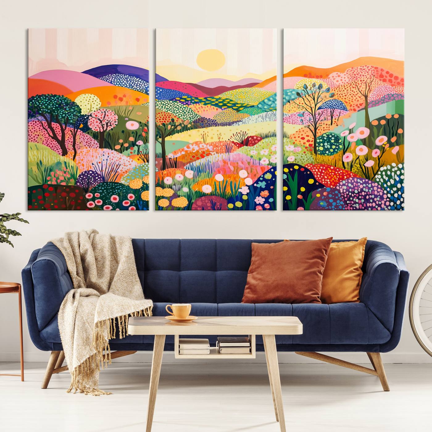 Yayoi Kusama 1986 Wall Art Print – Yayoi Kusama Wabi Sabi Japanese Wall Art Print - Vibrant Abstract Landscape Canvas – Ready-to-Hang Print