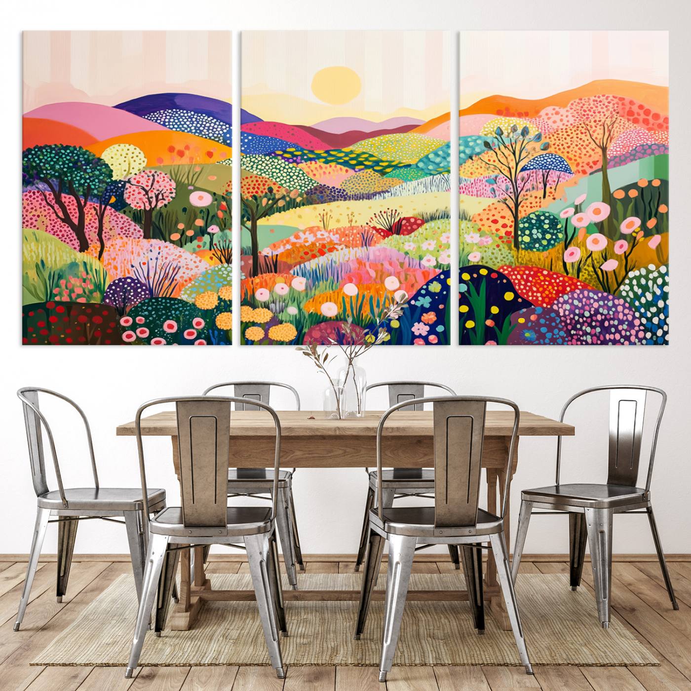 63198-MGV-CV-36X24-Yayoi Kusama 1986 Wall Art Print – Yayoi Kusama Wabi Sabi Japanese Wall Art Print - Vibrant Abstract Landscape Canvas – Ready-to-Hang Print