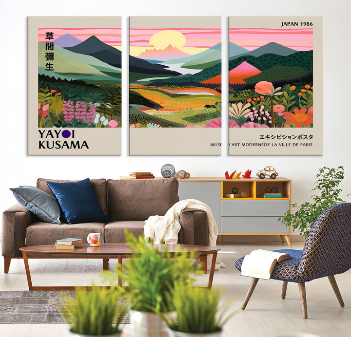 85192-MGV-CV-36X24-Yayoi Kusama 1986 Wall Art Print – Yayoi Kusama Wabi Sabi Japanese Wall Art Print - Vibrant Abstract Landscape Canvas – Ready-to-Hang Print