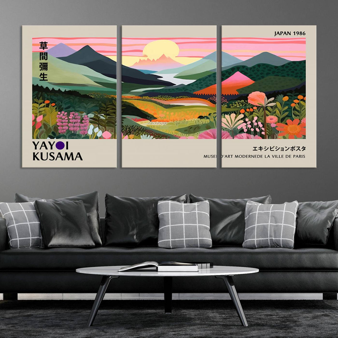 85192-MGV-CV-36X24-Yayoi Kusama 1986 Wall Art Print – Yayoi Kusama Wabi Sabi Japanese Wall Art Print - Vibrant Abstract Landscape Canvas – Ready-to-Hang Print