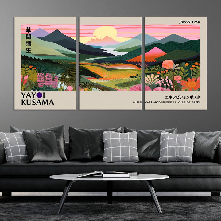85192-MGV-CV-36X24-Yayoi Kusama 1986 Wall Art Print – Yayoi Kusama Wabi Sabi Japanese Wall Art Print - Vibrant Abstract Landscape Canvas – Ready-to-Hang Print
