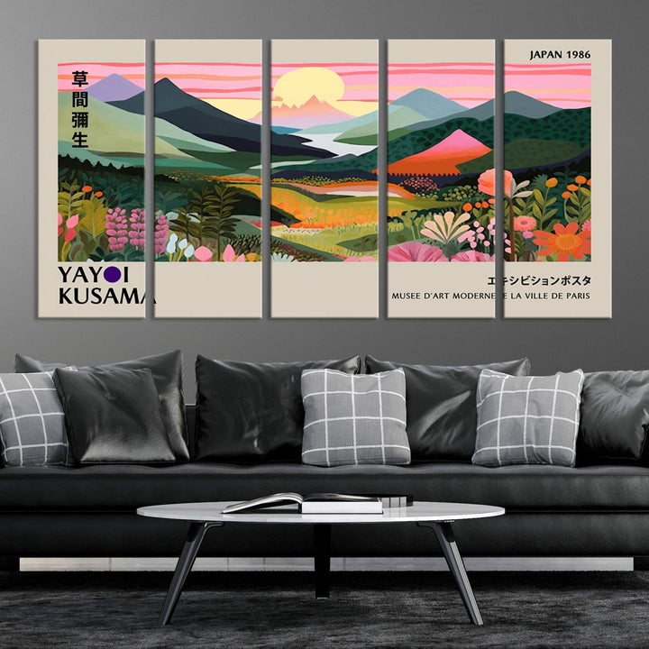 85192-MGV-CV-36X24-Yayoi Kusama 1986 Wall Art Print – Yayoi Kusama Wabi Sabi Japanese Wall Art Print - Vibrant Abstract Landscape Canvas – Ready-to-Hang Print