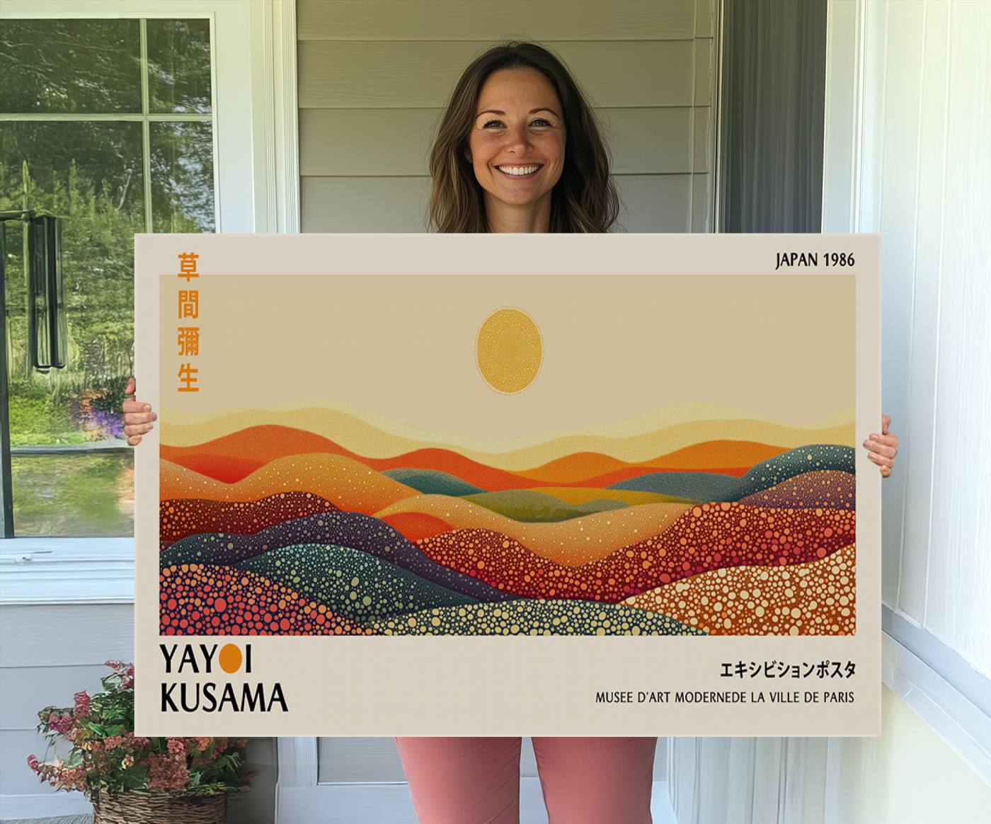 88180-MGV-CV-36X24-Yayoi Kusama Art Print Wall Decor – Yayoi Kusama Wabi Sabi Japanese Wall Art Print - Vibrant Abstract Landscape Canvas – Ready-to-Hang Print
