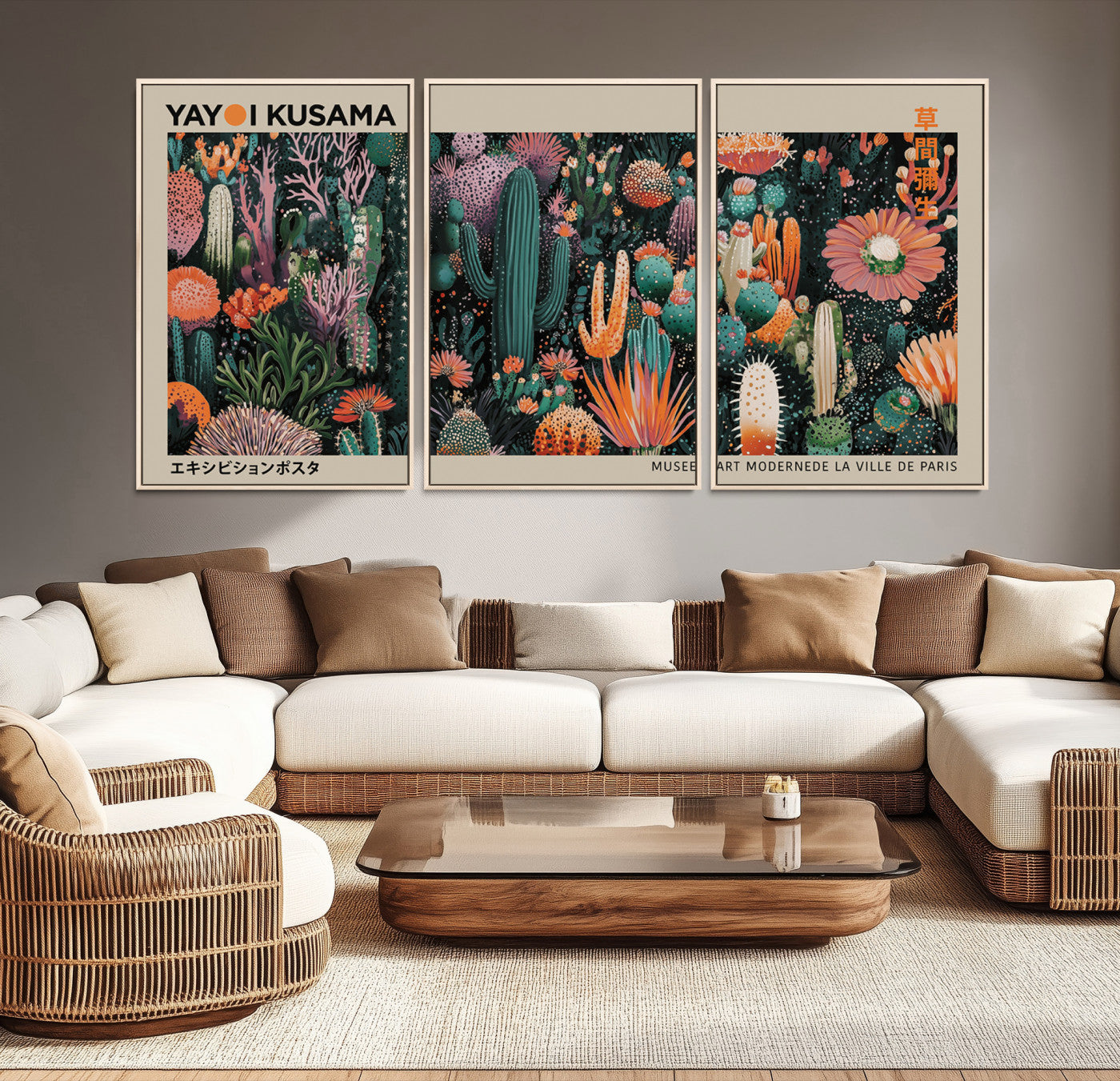 20505520-MGV-CV-36X24-Yayoi Kusama Art Print, Yayoi Kusama Canvas Wall Art, Abstract Mount Fuji Canvas Print, Japanese Landscape Art Printing