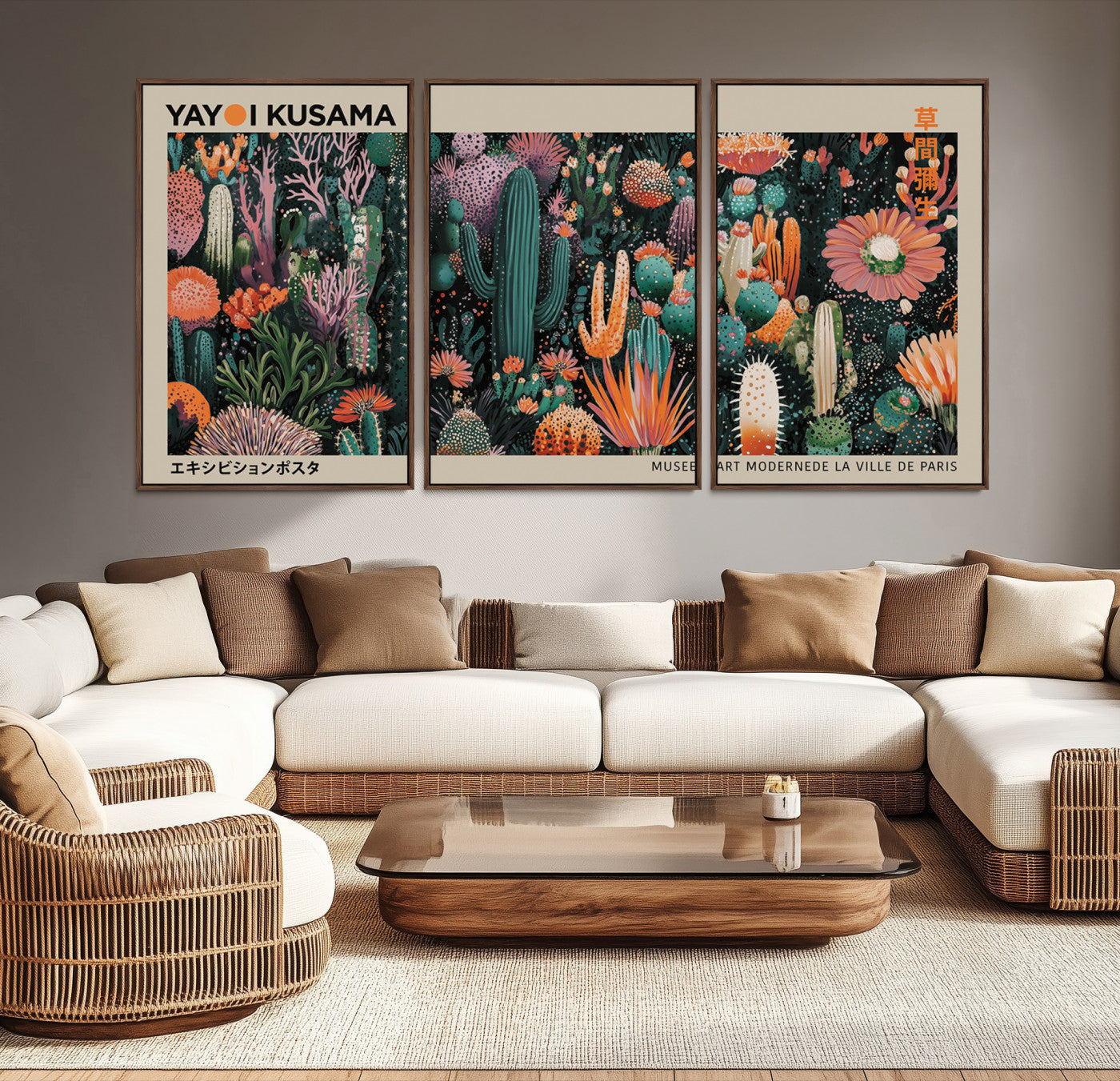20505520-MGV-CV-36X24-Yayoi Kusama Art Print, Yayoi Kusama Canvas Wall Art, Abstract Mount Fuji Canvas Print, Japanese Landscape Art Printing