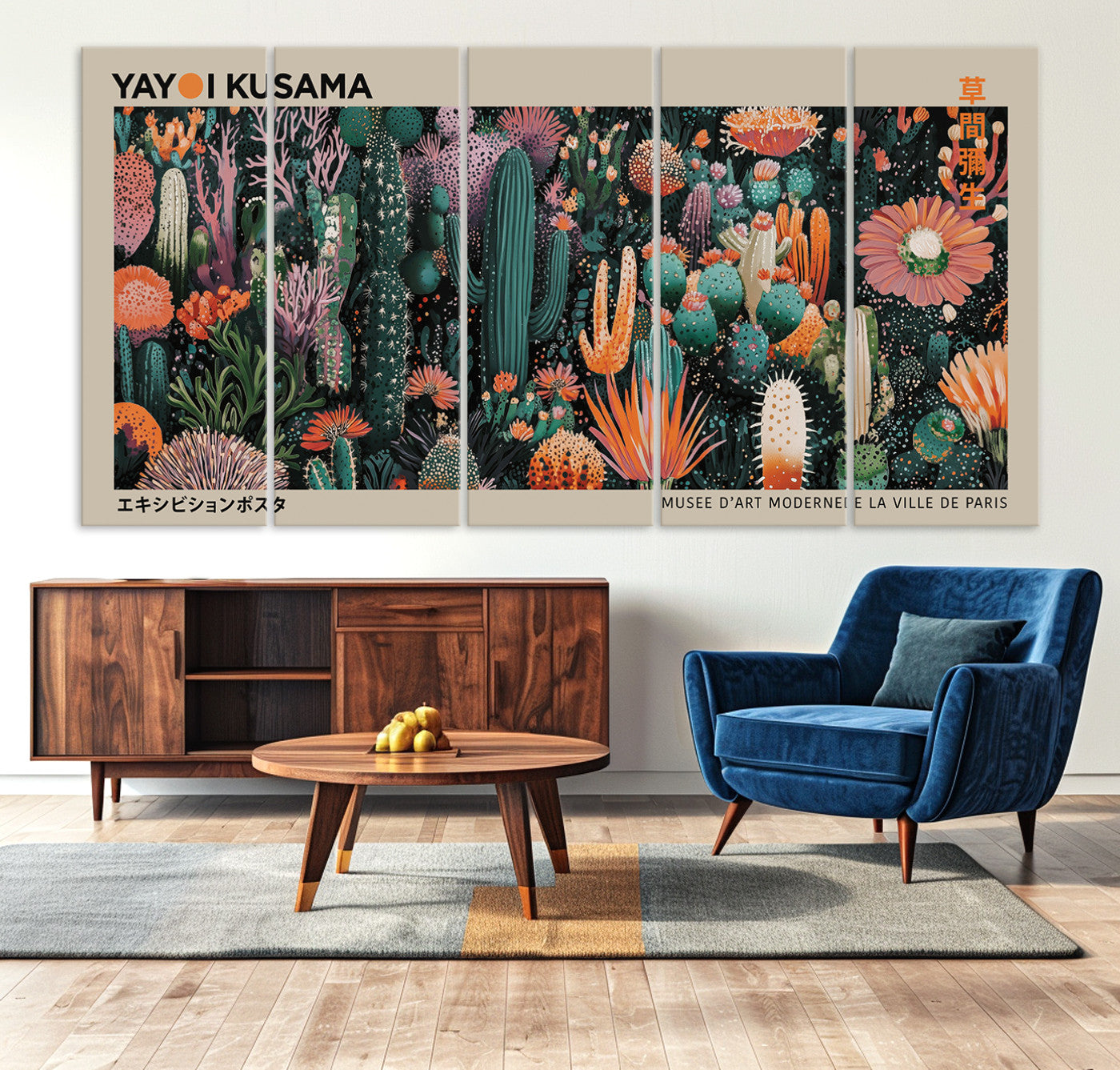 20505520-MGV-CV-36X24-Yayoi Kusama Art Print, Yayoi Kusama Canvas Wall Art, Abstract Mount Fuji Canvas Print, Japanese Landscape Art Printing