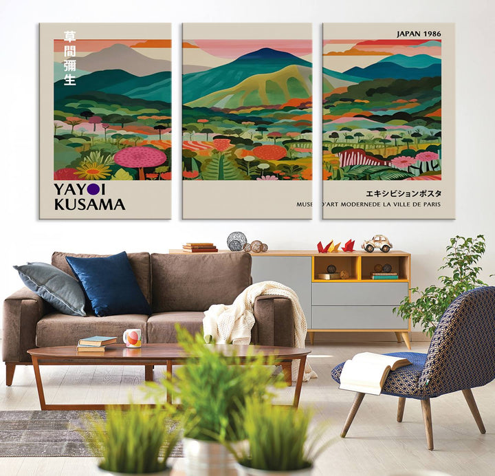 83384-MGV-CV-36X24-Yayoi Kusama Japan 1986 Canvas – Yayoi Kusama Wabi Sabi Japanese Wall Art Print - Vibrant Abstract Landscape Canvas