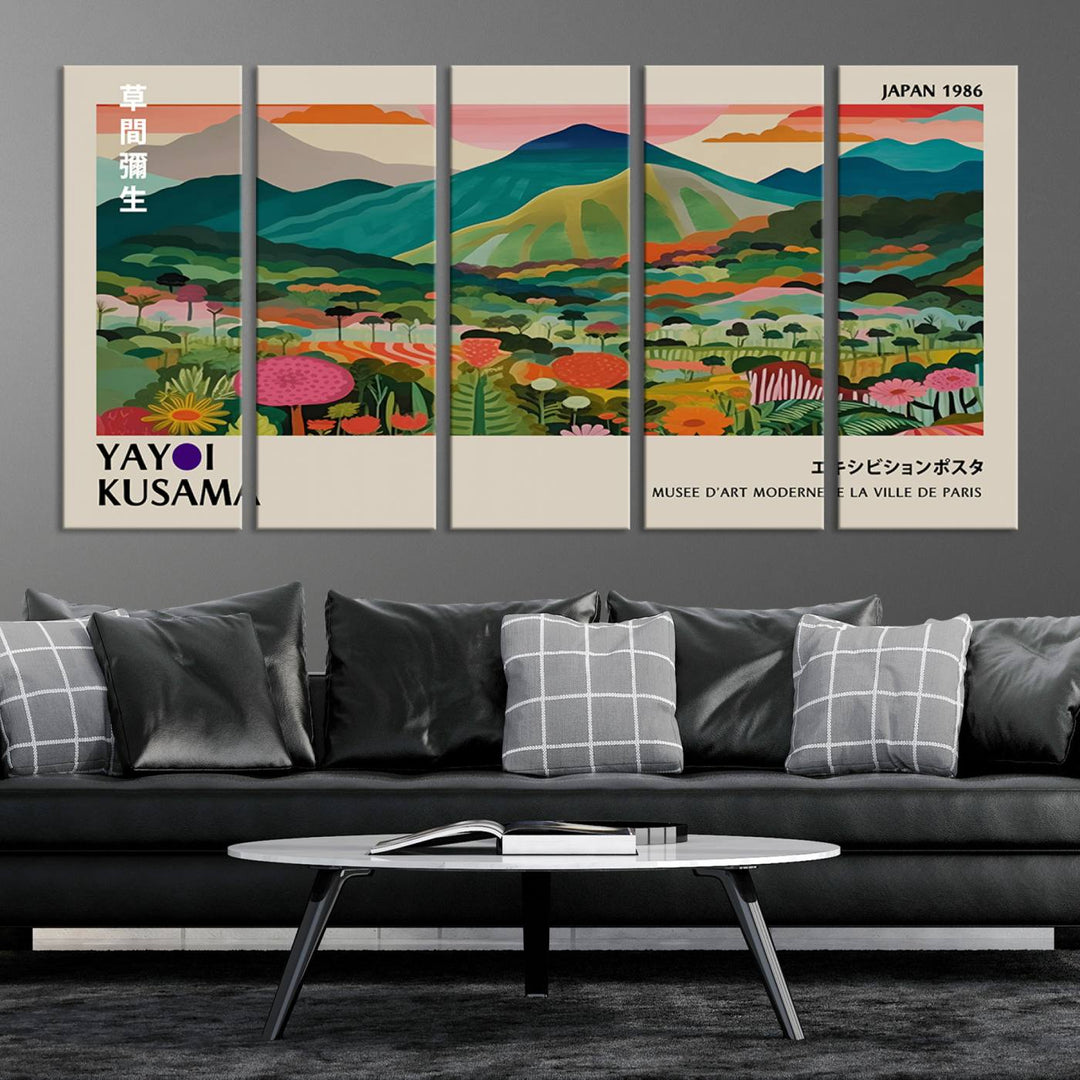 83384-MGV-CV-36X24-Yayoi Kusama Japan 1986 Canvas – Yayoi Kusama Wabi Sabi Japanese Wall Art Print - Vibrant Abstract Landscape Canvas