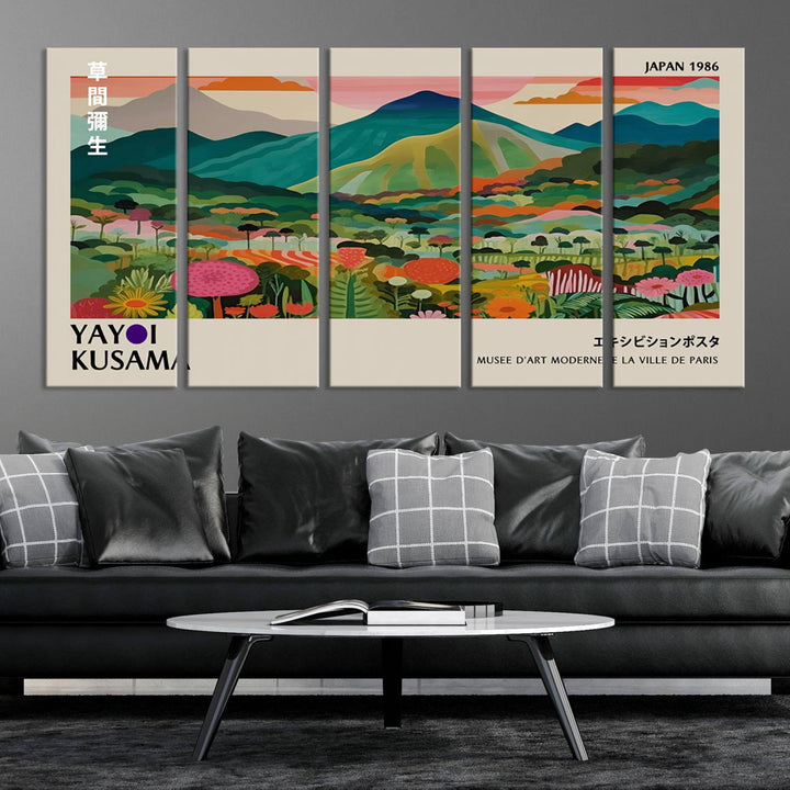 83384-MGV-CV-36X24-Yayoi Kusama Japan 1986 Canvas – Yayoi Kusama Wabi Sabi Japanese Wall Art Print - Vibrant Abstract Landscape Canvas