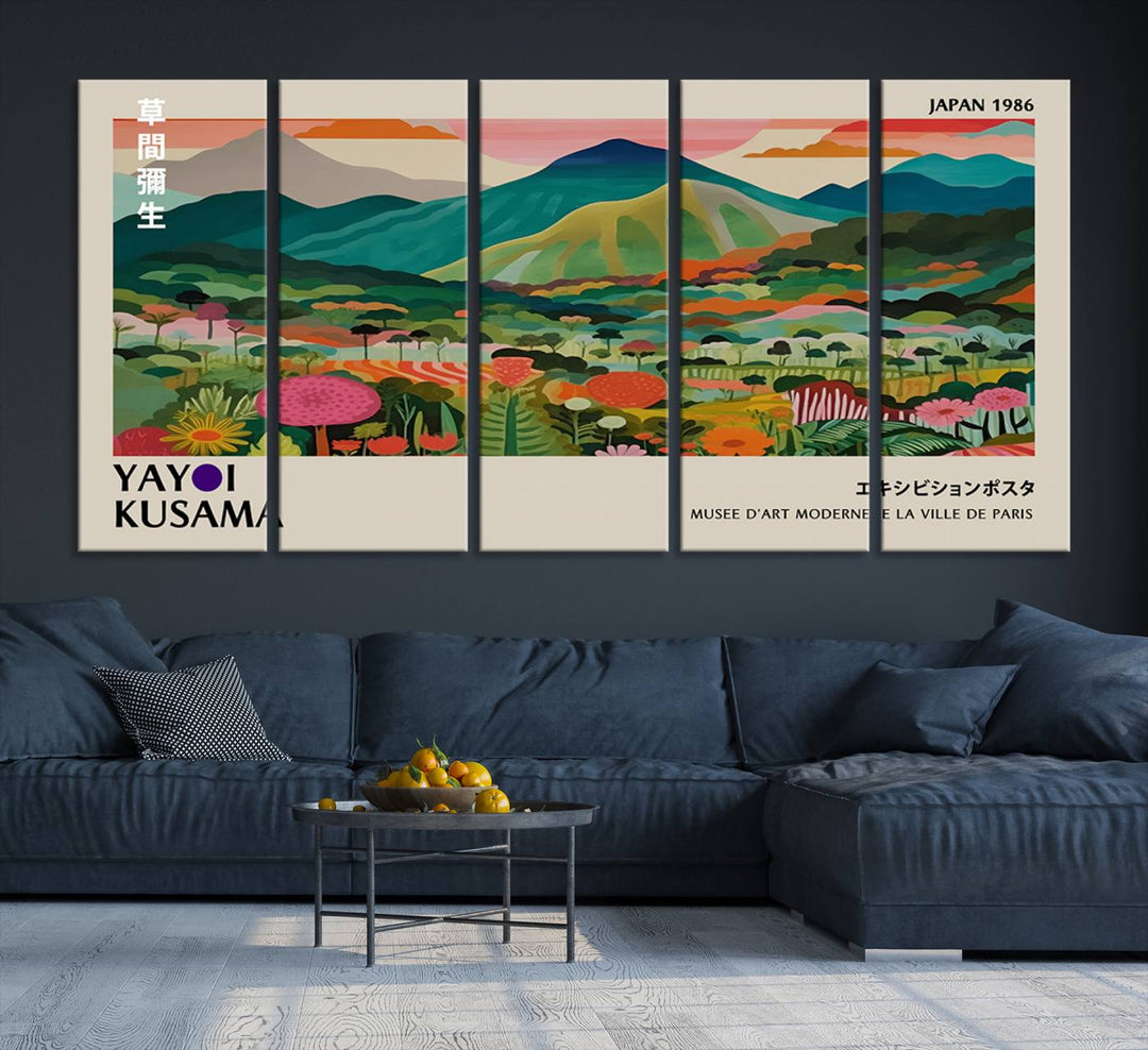 83384-MGV-CV-36X24-Yayoi Kusama Japan 1986 Canvas – Yayoi Kusama Wabi Sabi Japanese Wall Art Print - Vibrant Abstract Landscape Canvas